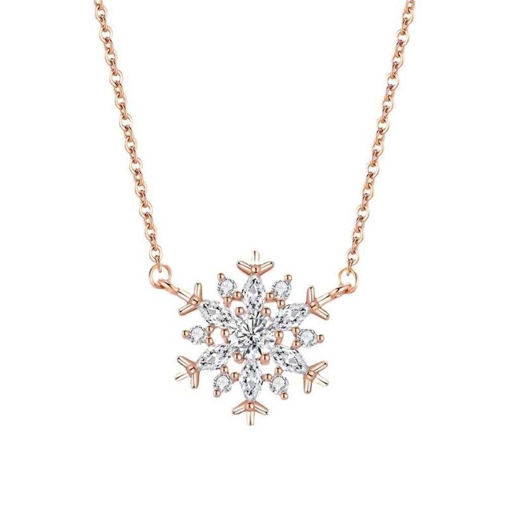 Zircon Women's Collarbone Chain Choker Snowflower Crystal Necklace Snowflake Necklace  Daily