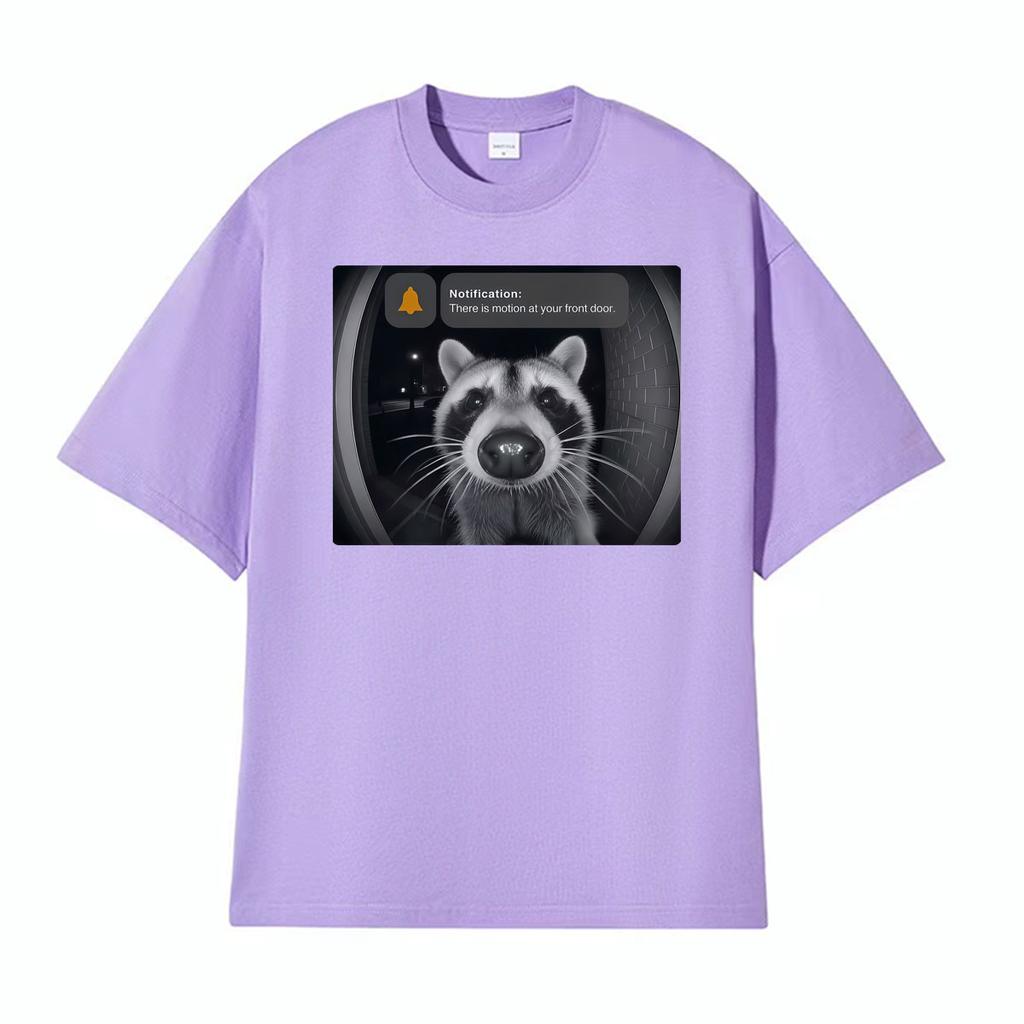 There Is Motion At Your Front Door Funny Raccoon Meme T Shirt Unisex Women Harajuku Retro Tshirts Summer ONeck Tshirt Streetwear