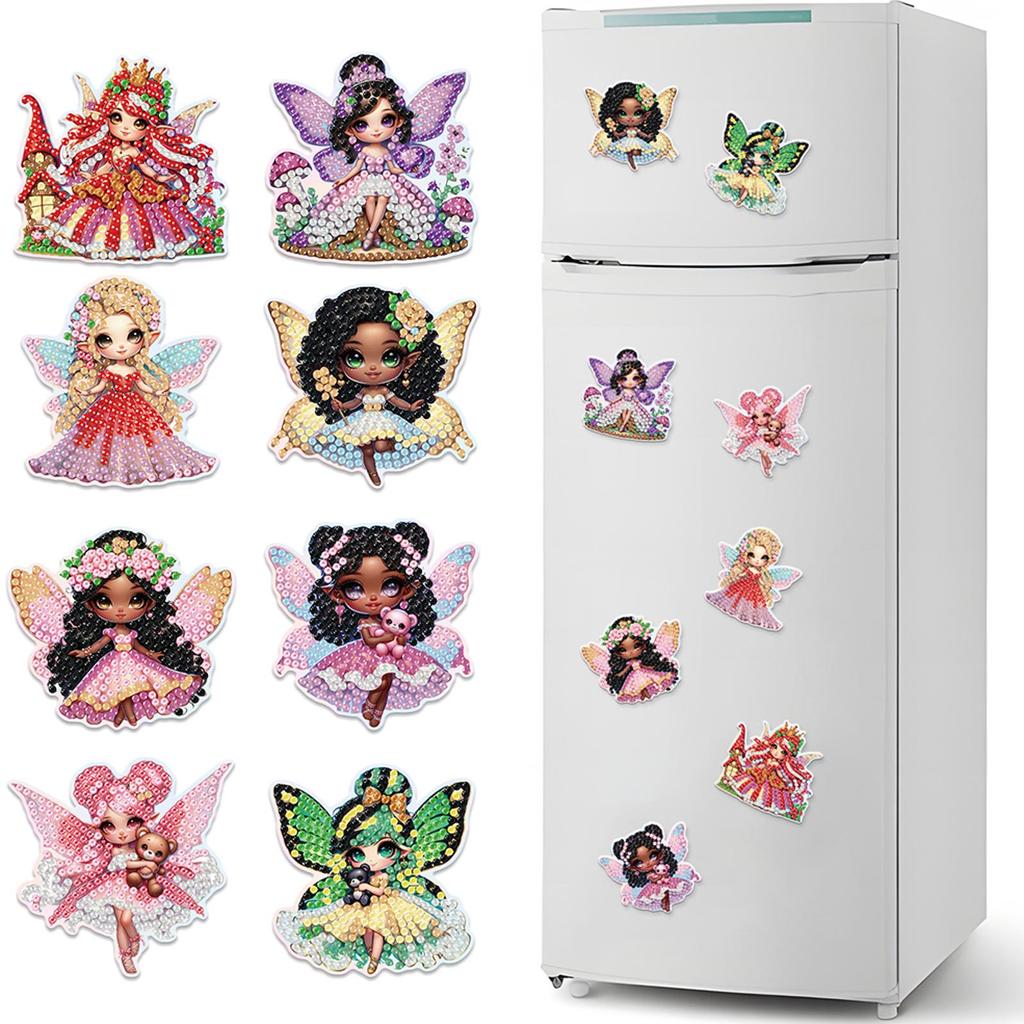 6Pcs Animal Pattern DIY DIY Diamond Painting Magnets Kit Crystal Sparkling Diamond Magnets Set for Refrigerator Mailbox Decor