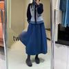 Japanese-Style Quilted Midi Skirt: Retro, Loose, Bud-Shaped Design for Autumn and Winter