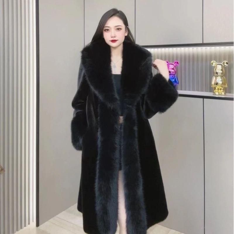Haining fur women s clothing imitation mink leather women s coat, thin long imitation gold mink jacket, large size, new winter models S