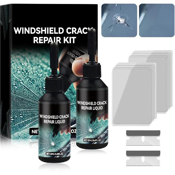 2PCS Windshield Crack Repair Kit,2024 New Glass Cracks Gone Repair Kit,Windshield Crack Repair Car Window Windshield Repair Kit,Glass Repair Fluid