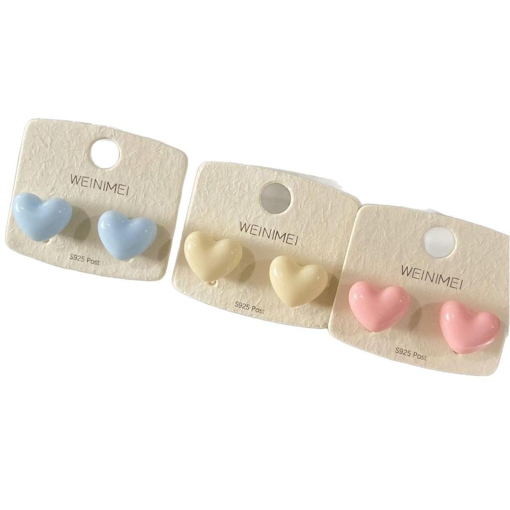 Sweet Dopamine Colorful Heart Stud Earrings: Elegant, Simple, Versatile Accessory for Ladies