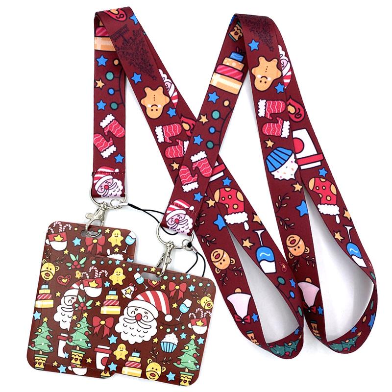 Christmas Art Cartoon Anime Fashion Lanyards Bus ID Name Work Card Holder Accessories Decorations Kids Gifts
