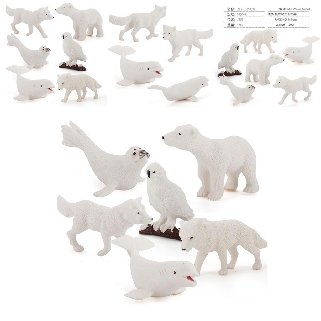 Simulated Arctic Bear White Fox Seal Whale Polar Animals Model Ornament Set For Collectors And Decor