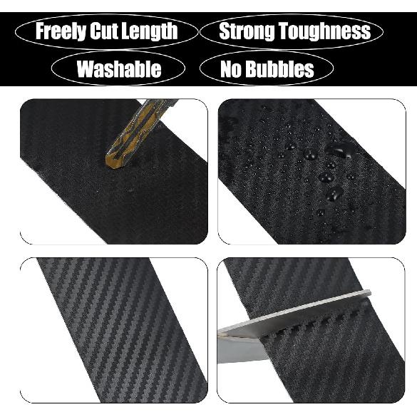 Car Door Edge Guards Door Sill Protector 3D Carbon Fiber Car Wrap Film Vinyl Automotive Wrap Film Car Door Sill Protection Film Anti-Collision Fits