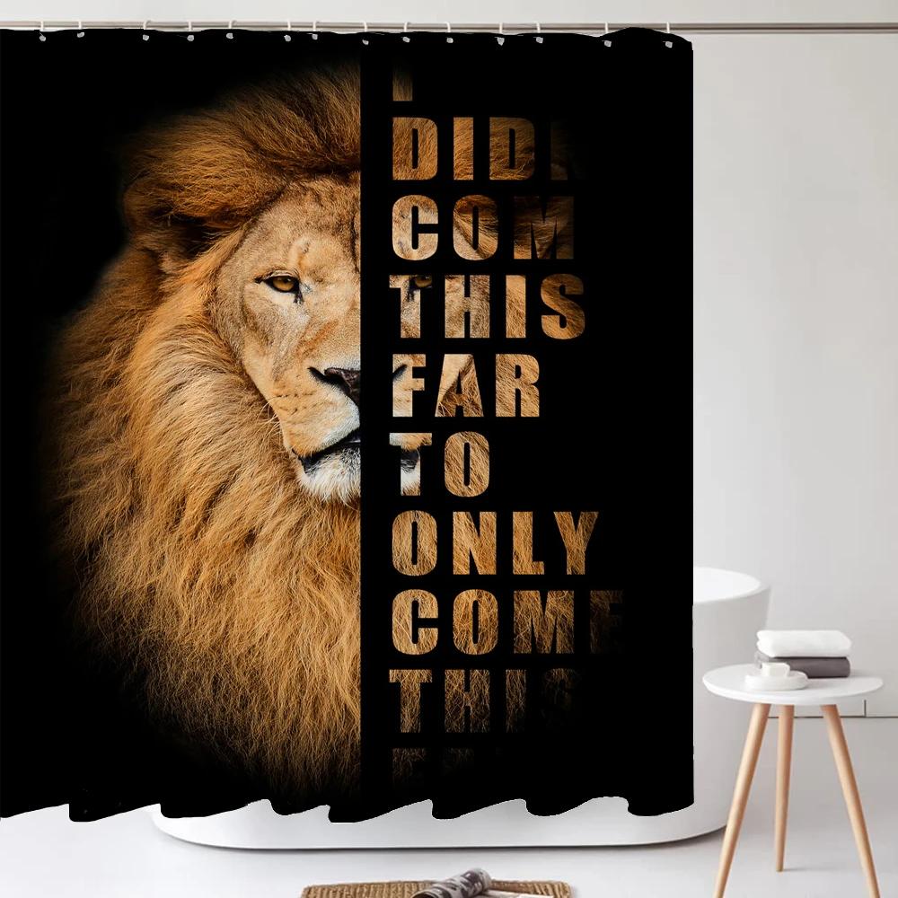 

Printed Animal Bathroom Curtain Lion, Tiger And Leopard Style Polyester Fabric Shower Curtain 180 * 180Cm With 12 Hooks W60H190(CM)-1 Pcs