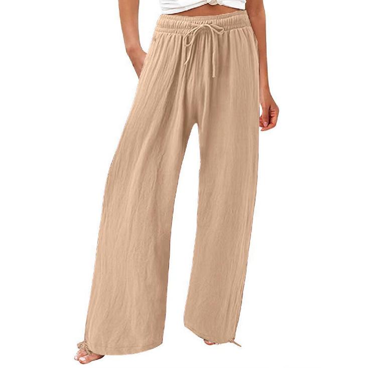 

Весна и лето женские новые хлопковые льняные широкие брюки пляжные брюки повседневные брюки для женщин XXXL хаки
