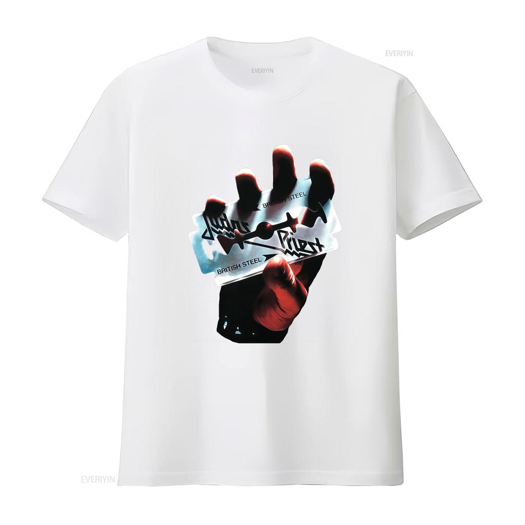 Judas Priest British Steel Unisexs Slim Fit 2xl T Shirt Global New Vintage Top For Everyday Wear Casual Soft