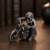 3D Printed Resin Model Skull Motorcycle Rider Statue, Cool Gothic Biker Skeleton Halloween Party Decoration Figurine, Motorbike Sculpture Desktop Car