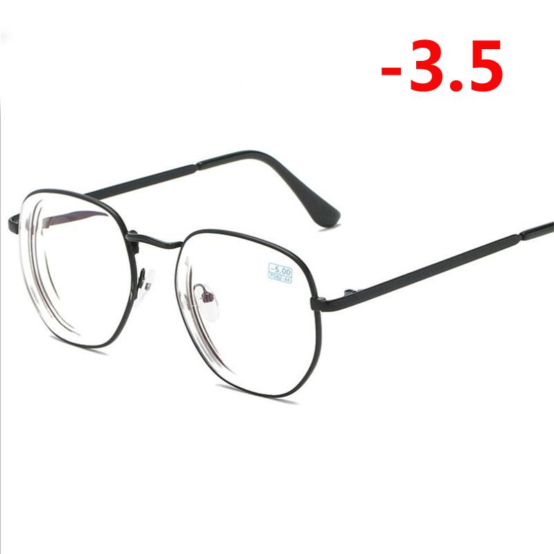 -1.0 -1.5 -2.0 To -6.0 Student Myopia Glasses Finished Golden And Black Frame Blue Film Short Sight Eyewear Prescription Glasses