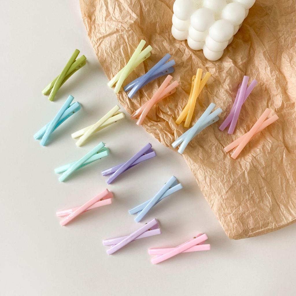 Korean Colorful Hair Clips: Children's Cross Clips & Candy Color DIY Hairpins