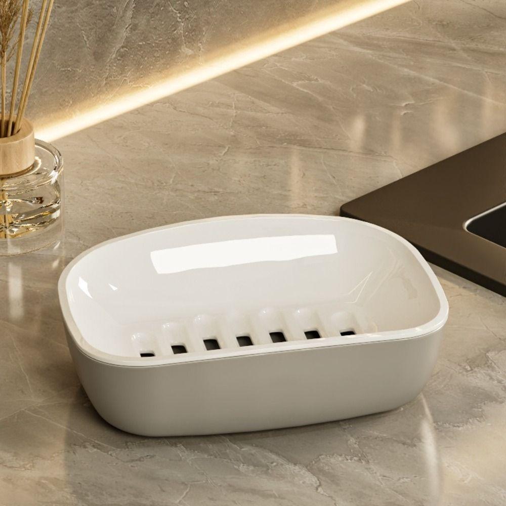 Plastic Soap Box Double-Layer Soap Storage Holder Portable Draining Soap Shelf  Home Bathroom