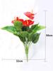 2 Bundles Red Palm Flowers 10 Flowers Artificial Plants Simulated Anthurium Green Plants Home Furnishings Hotel Decorations