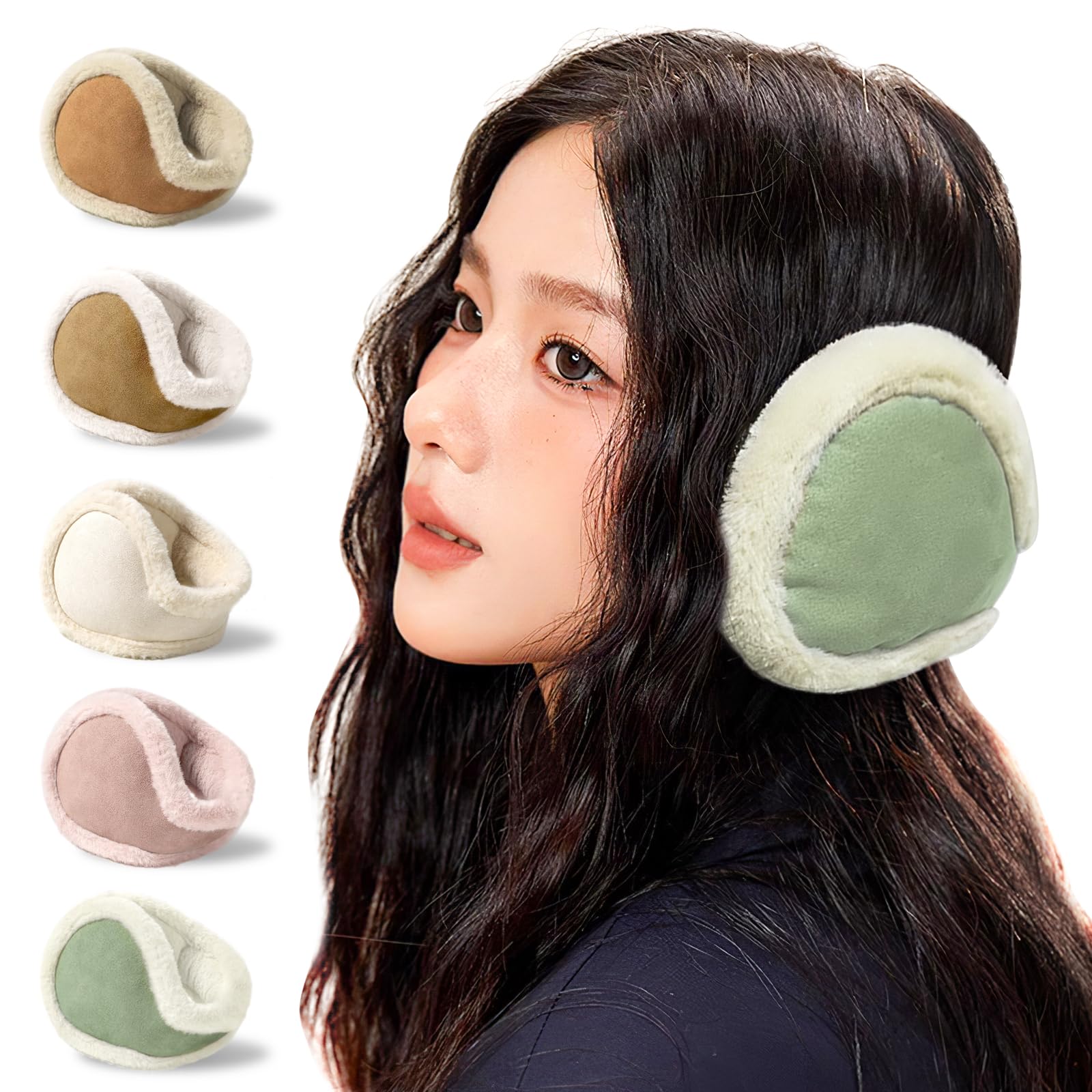 

Karcusiny Складные меховые наушники-боа для компактности и идеальной защиты на открытом воздухе и в холодную погоду. Тепло, складывающиеся, для кемпинга, активного отдыха., (зеленый) зелёный