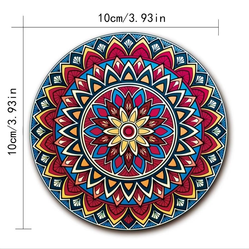 Retro Holz Mandala Untersetzer Set Rund Hitzebeständig Katzen-Thema Tassenunterlage Partyzubehör Getränkeunterlagen für Bar, Büro, Heimdekoration