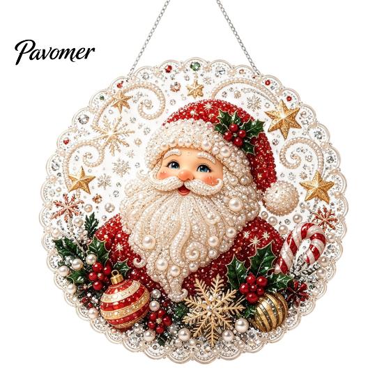 Saisonale Partygeschenke Weihnachten Acryl Baum Hängender Schmuck, Kunstperlen-Kunst DIY Malerei Feiertagszubehör Sonnenschutz, 20cm Leuchtendes Fensterdekor für