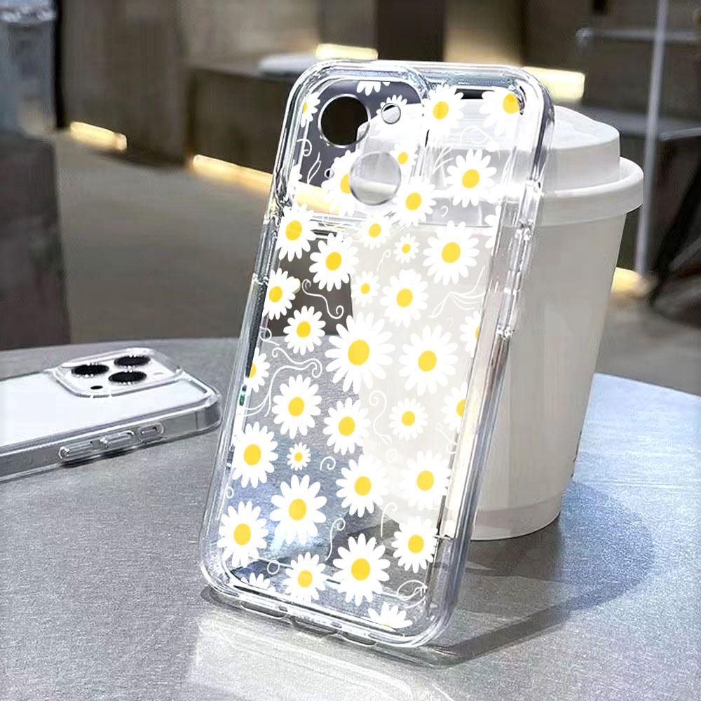 Daisy Flower Seamless Pattern Transparent soft TPU Phone Case for Xiaomi Redmi Note 15 14 13 12 11 10 Pro Plus 4G 5G Soft Cover