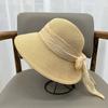 High quality lightweight foldable big brim straw hat women's summer sunscreen beach hat fine straw breathable sunshade bucket hat