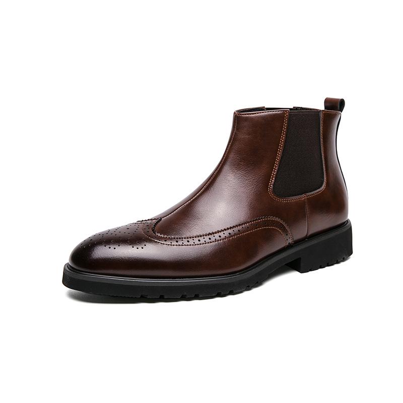 Men's Chelsea Boots: Color-Rubbed High-Top Leather, Outdoor Lace-Up, Plus Size, Autumn/Winter Fashion