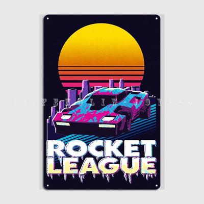 Cartello in metallo Rocket League, decorazione da parete, cartello in latta, per cinema, soggiorno, pub, grotta