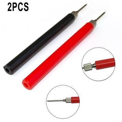 2X Multimeter Spring Test Probe Tip Insulated Test/Hook Wire Connector-128mm
