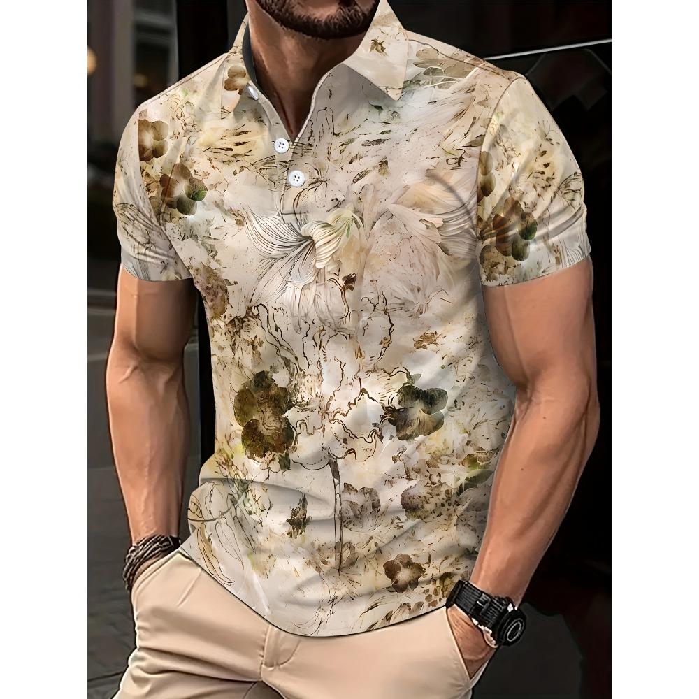Men s summer short sleeved printed button polo S