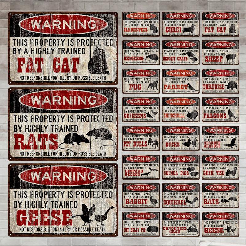 Vintage Tin Attention Animal Warning Signs Metal Sign Plaque Metal Public Retro Wall Decor Garden Park Wild Cave Metal Poster