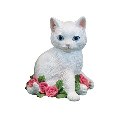 Katzenstatue Ornament Weiße Farbe Katze Harzornamente Gartenstatue
