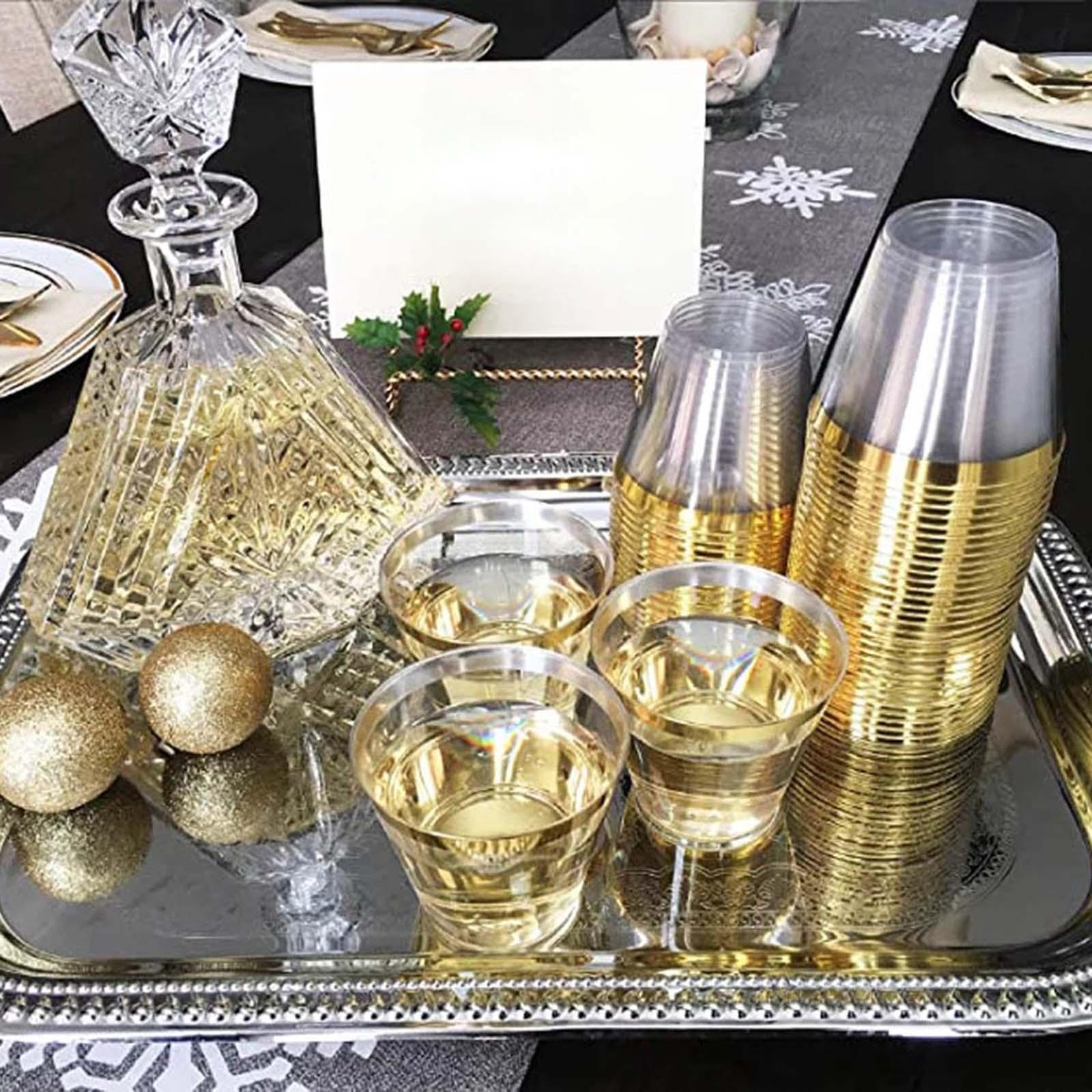 30x Glitter Plastic Cups 270ml Dessert Cup Disposable Drinking Cups for Anniversaries Birthday Party Christmas Decoration