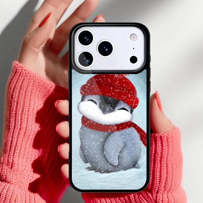 Roztomilý tučňák pouzdro na telefon pro iPhone 17 16 15 14 13 Pro Max Zadní kryt pro 12 11 Pro Coque