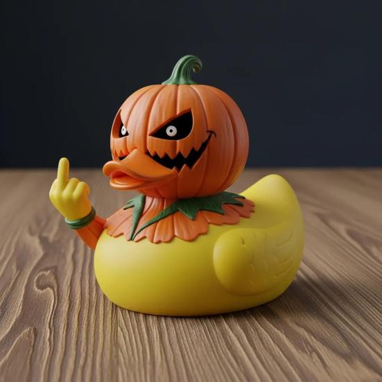 Halloween Middle Finger Duck Spooky Skull Bat Pumpkin Duck Figurine Resin Desktop Ornament for Holiday Home Office Decor