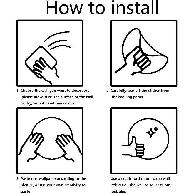 CREATCABIN 4Pcs Laundry Room Wall Stickers PVC Wall Stickers Black Murals Laundry Wall Decoration Decals Waterproof Self Adhesive Stickers Home Decor