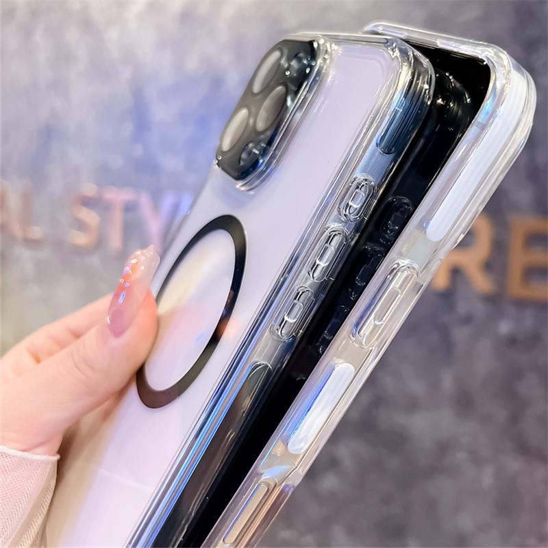 For Magsafe Case For iPhone 17 16 15 14 13 Pro Max Magnetic Transparent Wireless Charge Phone Cases For iPhone Air 16 Plus Cover