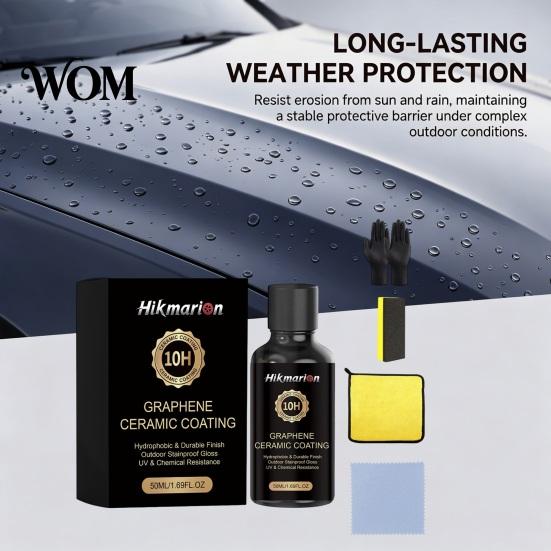 Graphene Ceramic Coating Car Coating, Nano Paint Sealant Kit, 10H Acid Rain Resistant Hardness Hydrophobic Polish for Auto, DIY Shine And Protection