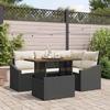 Garden Sofa Set with Storage 5 pcs Black Poly Rattan
