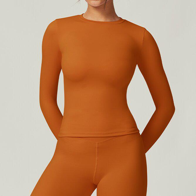 Xiyin Women s Quick-Dry Long Sleeve Yoga Set - Breathable Solid Color Two-Piece Fitness Wear Large