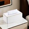 Richblue Tissue Case/Box, PU Leather, Gold Border, Vertical Stripes, Stylish, Luxury Tissue Case/Box for Living Room (White)