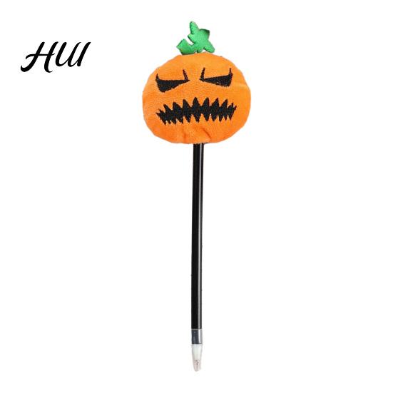 Student Ballpoint Pen Halloween Pumpkin Gel Ink Pen, 0.7mm Rollerball with Plush Pumpkin, Writing Pens Novelty Black for Party Favors, Gift
