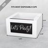 White Wood Mark Your Cup and Drink Up Cup Holder - Hosting Essentials Cup Dispenser with Interchangeable Signs- Coffee Cup Holder with Marker Slot-