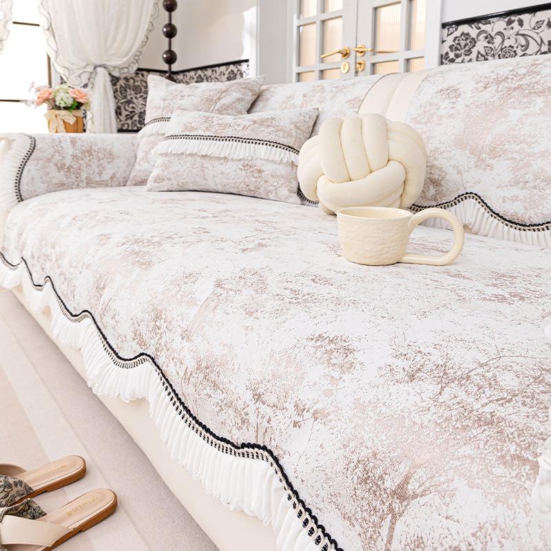 

Французская прямая диванная подушка 2025 новая нескользящая накидка ткань полотенце универсальная для всех сезонов американская высококачественная кожа чехол для подушки сиденья 30 * 50Cm Set