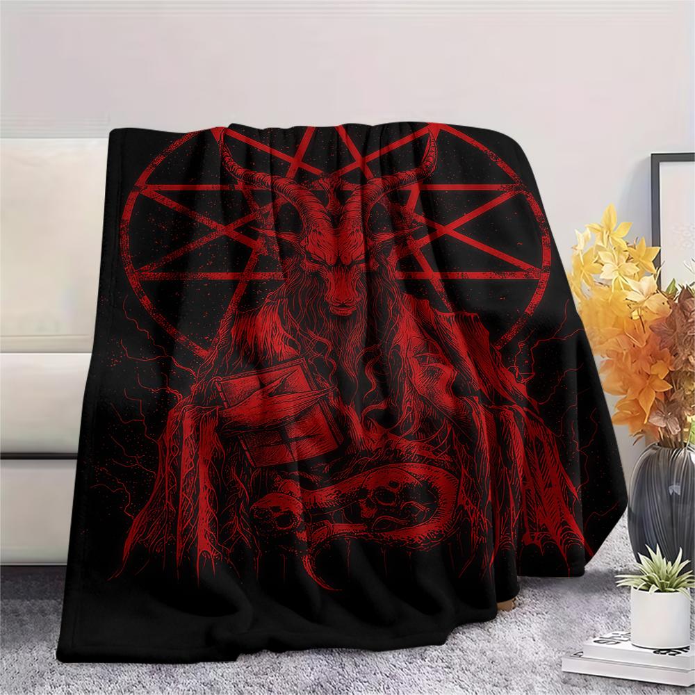 1 Stück Flannelldecke mit Satansymbol-Aufdruck, Hohe Qualität für alle Jahreszeiten, Heimdekoration, Wärme und Komfort, Perfekt für Weihnachtsgeschenke