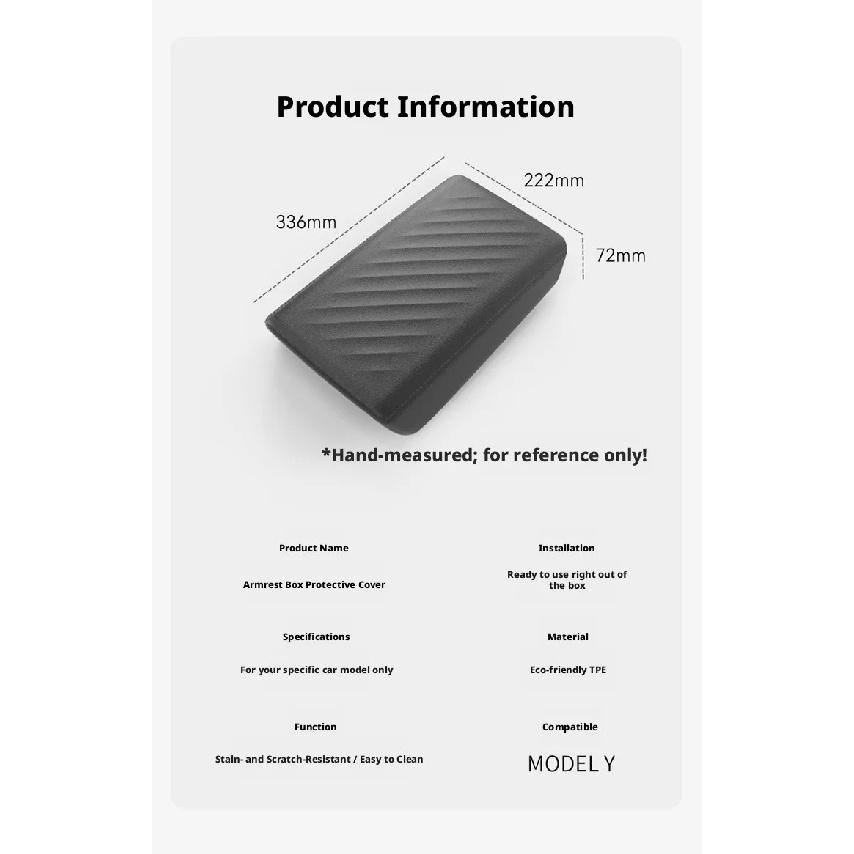 Car armrest box mat suitable for Tesla Model 3/Y car TPE armrest box cover protective cover Tesla car interior accessories