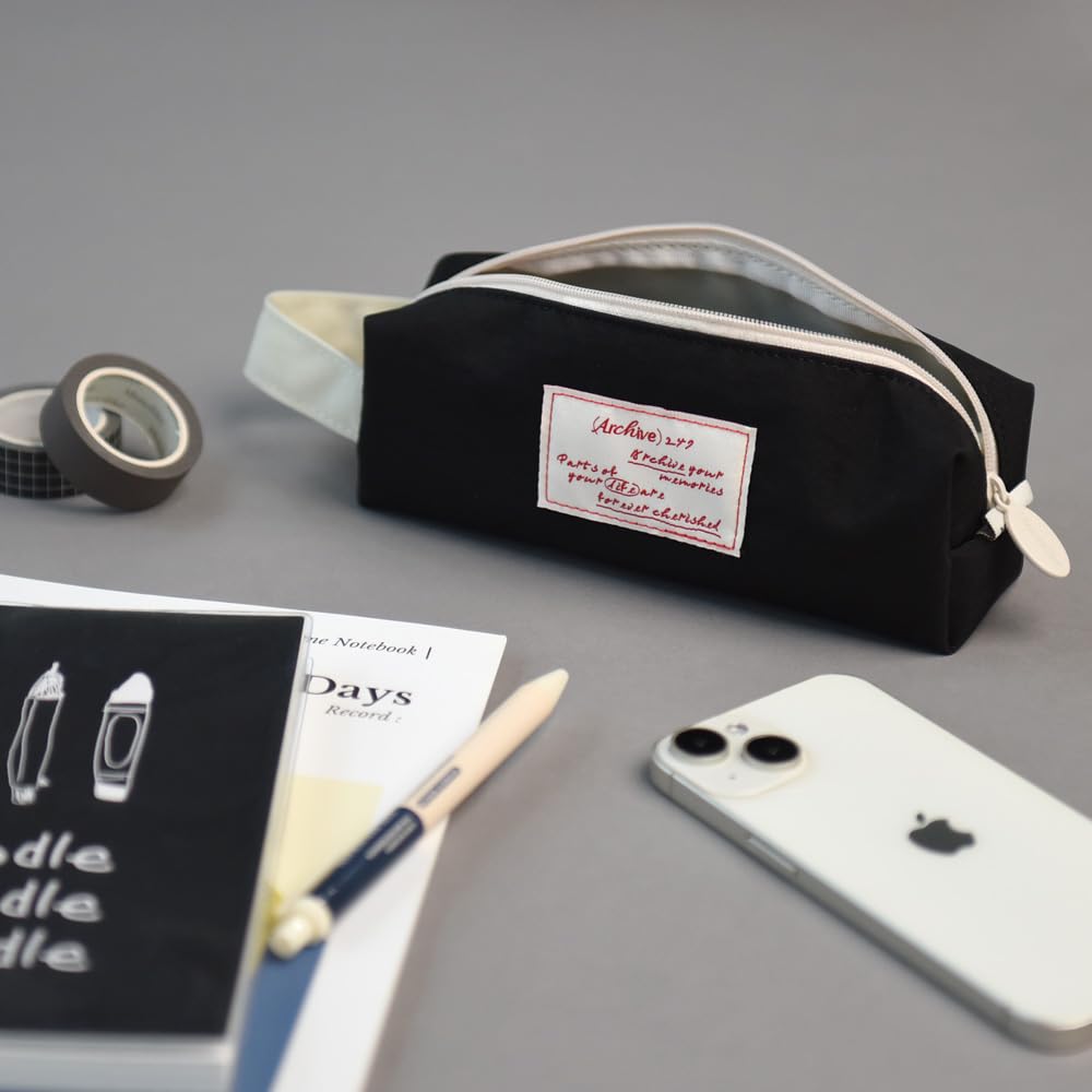 Monolike Archive Block Pen Case, Real Black - Archive Block Pen Case, Real Black Pencil Case, Pencil Pouch, Office Pouch