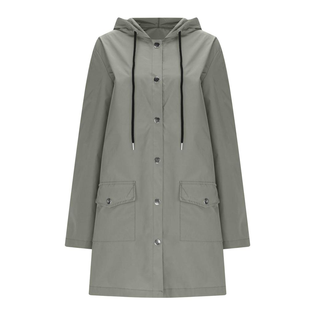 Damen Solid Stripe Regenjacke Outdoor Plus Wasserdichter Regenmantel mit Kapuze und winddicht