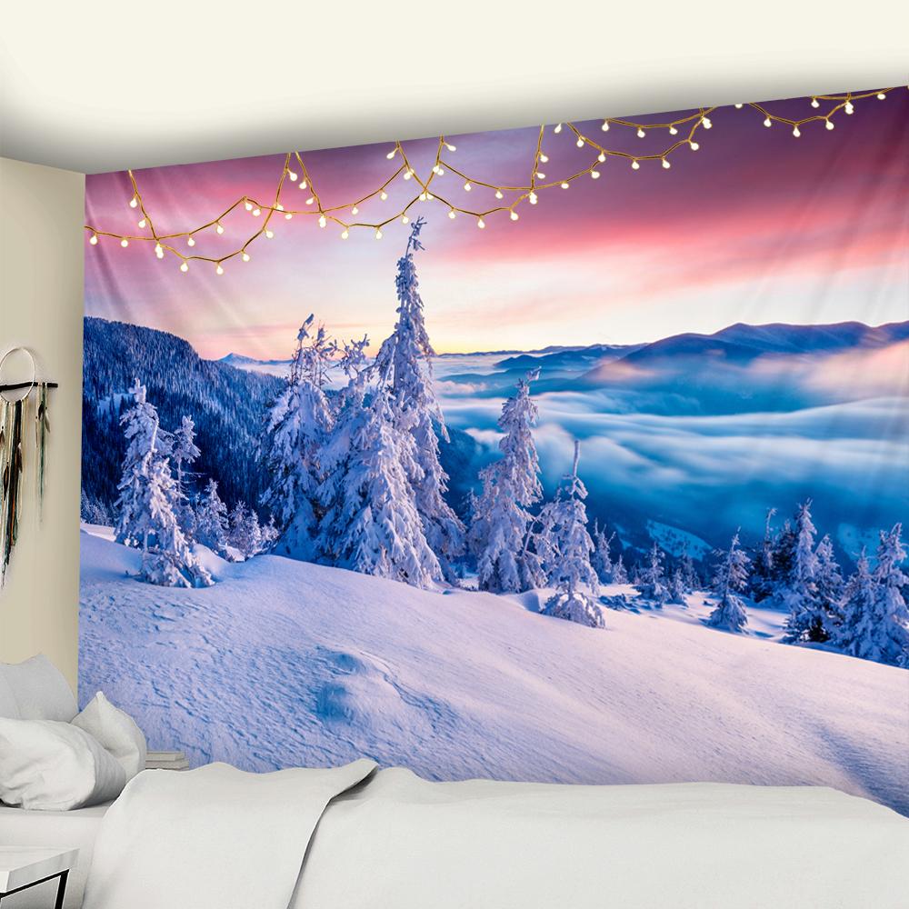 Psychedelic Scene Wall Tapestry Christmas Fireplace Home Decor Tapestry Christmas Tree Bohemian Tapestry