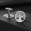 My Shape Tree of Life Cuff Links for Men Wedding Banquet Groom Business Suit Shirt Round Men's Cufflinks Stainless Steel Jewelry
