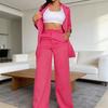 Traje de Dos Piezas para Mujer Atuendo de Negocios Chaqueta Blazer Casual y Pantalones Elegantes de Pierna Ancha Conjunto Formales para Oficina