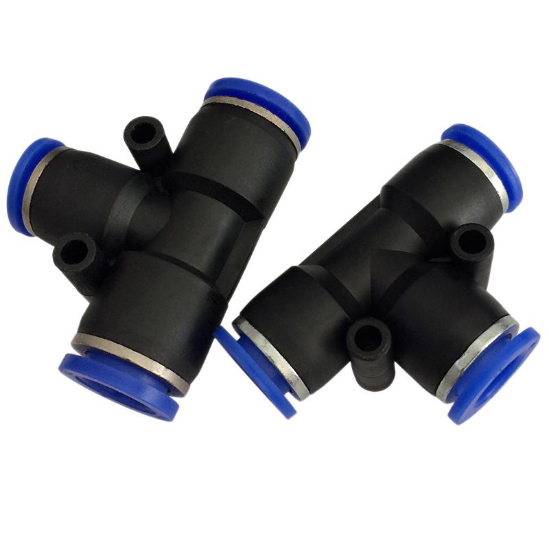 10 Pcs 6mm Pipe Connector Tee Union Connectors 3 Way T T Type PVC Union Pneumatic Connectors Air Pneumatic Quick Connector