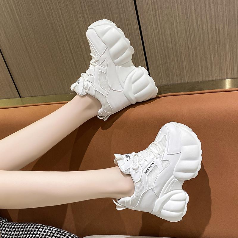 Fashion Women Chunky Sneakers Internal 11CM High Platform Breathable Mesh Shoes Ladies Wedges Casual Shoes For Woman  Sports Dad Shoes